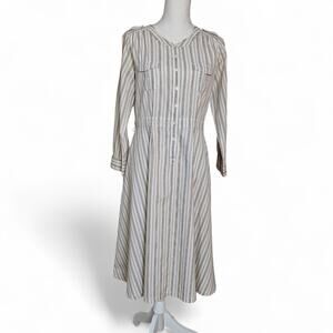 J. Crew Womens Cotton Striped 1/2 Button Shirt Midi Dress Sz 6 Preppy Classic